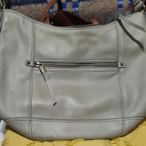 The Sak Leather Shoulder Bag in Light Gray